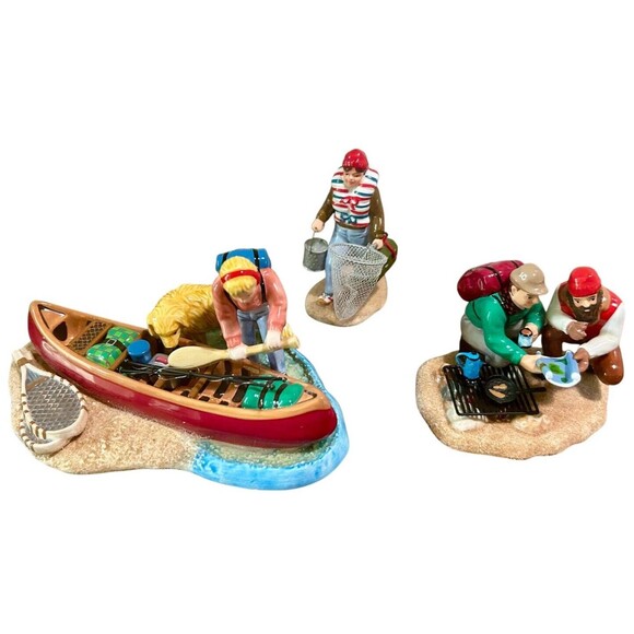 Dept 56 Snow Village Family Canoe Trip #56.55116 3 Pc Set in Original Box READ - Picture 1 of 14